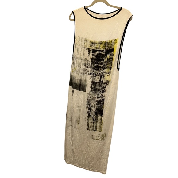 Helmut Lang bklack white photo print jersey knit maxi dress M - Picture 1 of 5